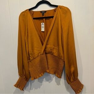 Express long sleeve burnt orange gold XL top NWT